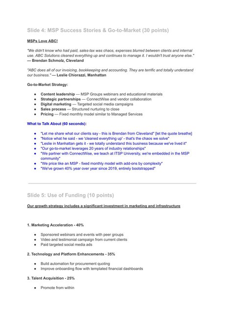 The success-stories and go-to-market document