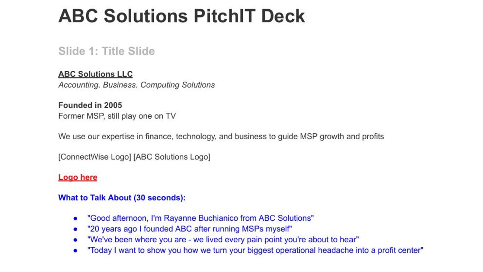 The problem section as plain text in the Google Doc