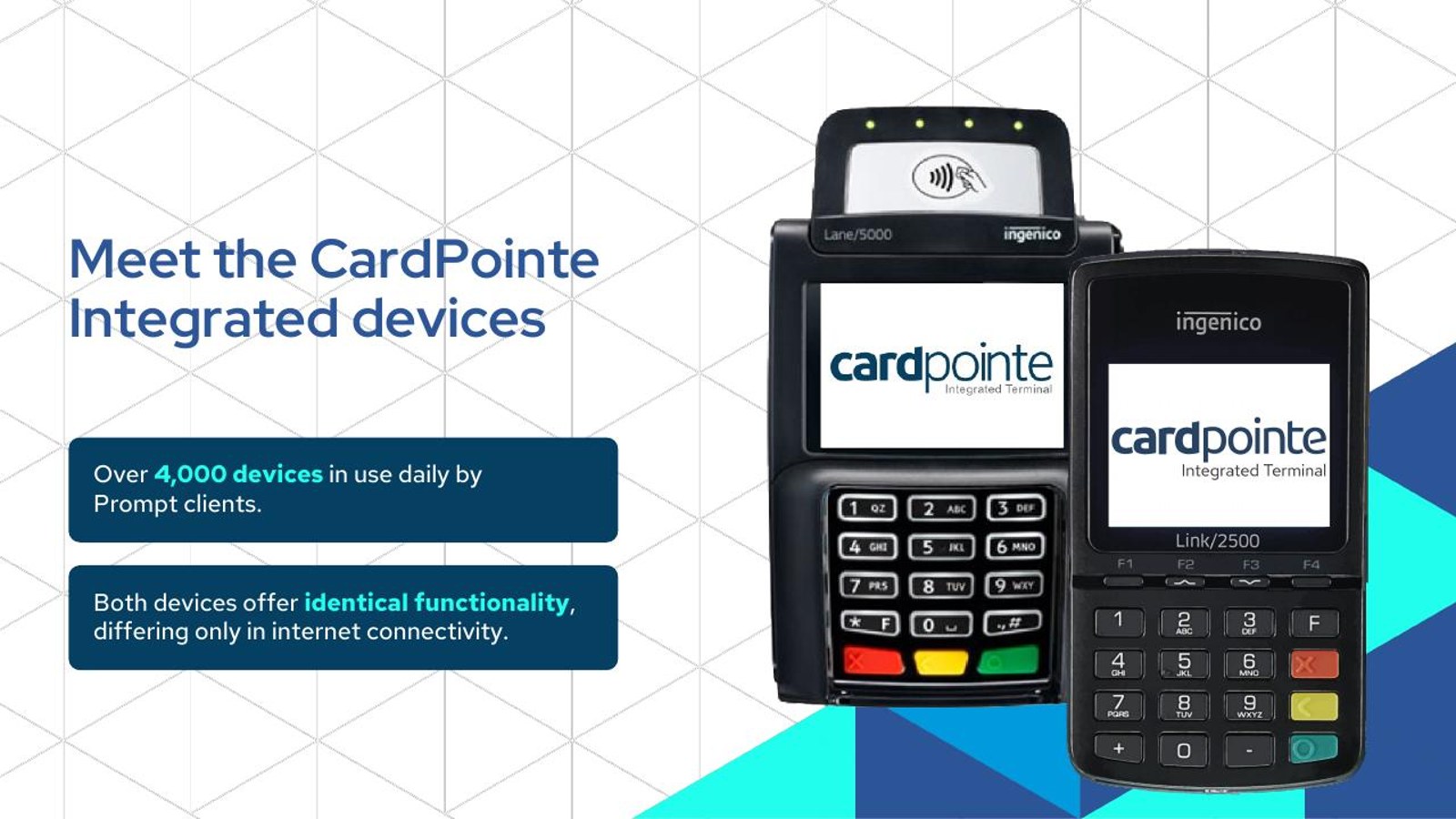 Redesigned CardPointe devices slide, clean product showcase