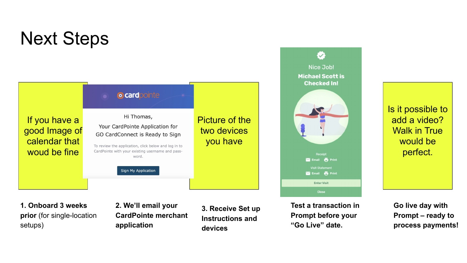 Original draft next steps slide with placeholder notes