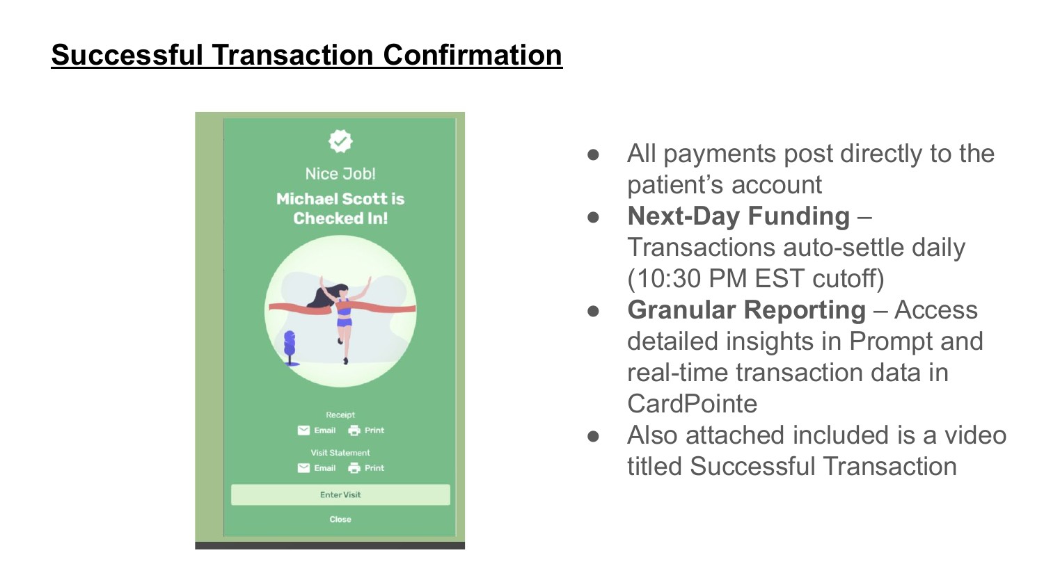 Original transaction slide, raw screenshot beside a bullet list