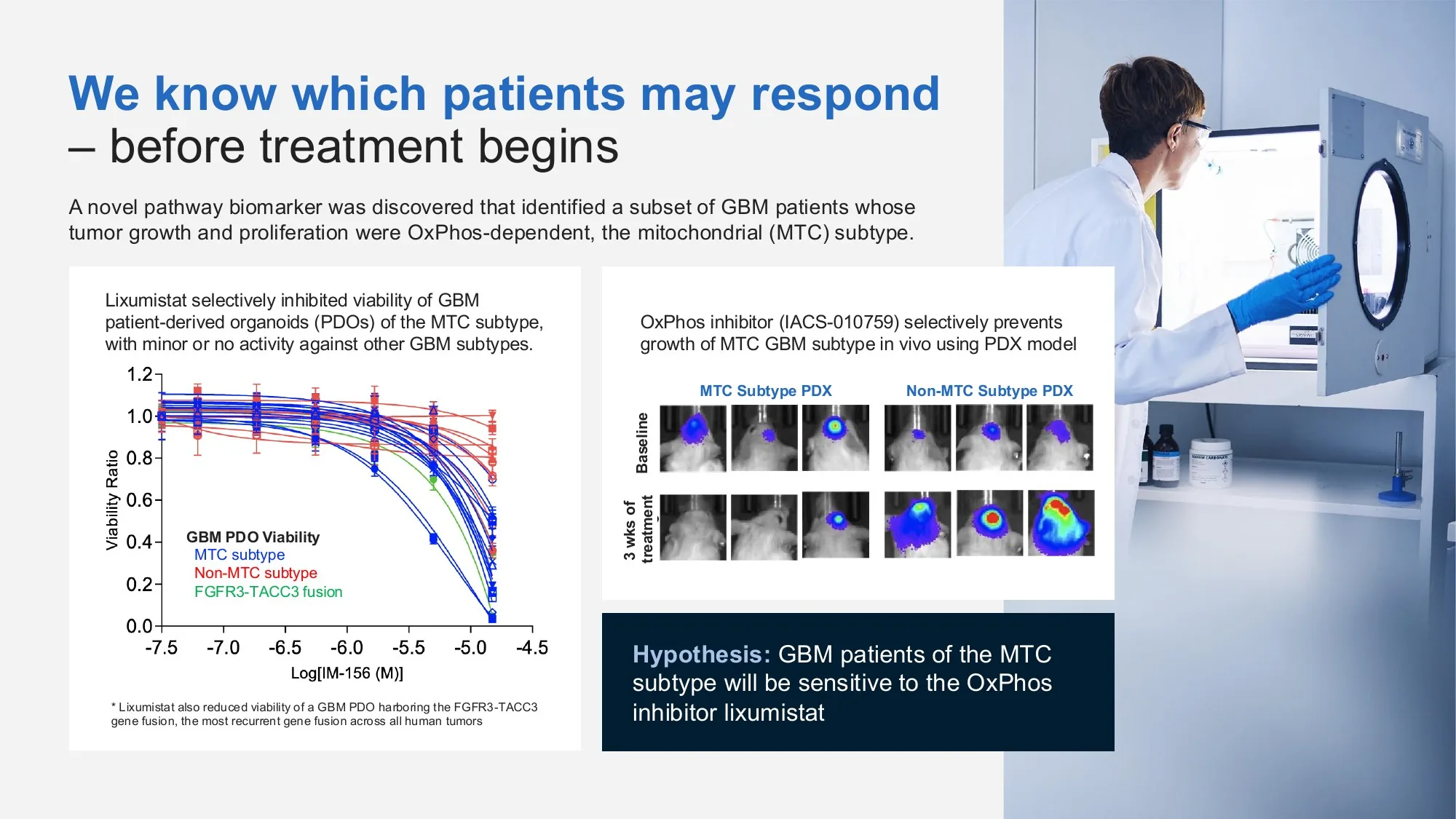 ImmunoMet investor deck slide 12: Knowing which patients respond