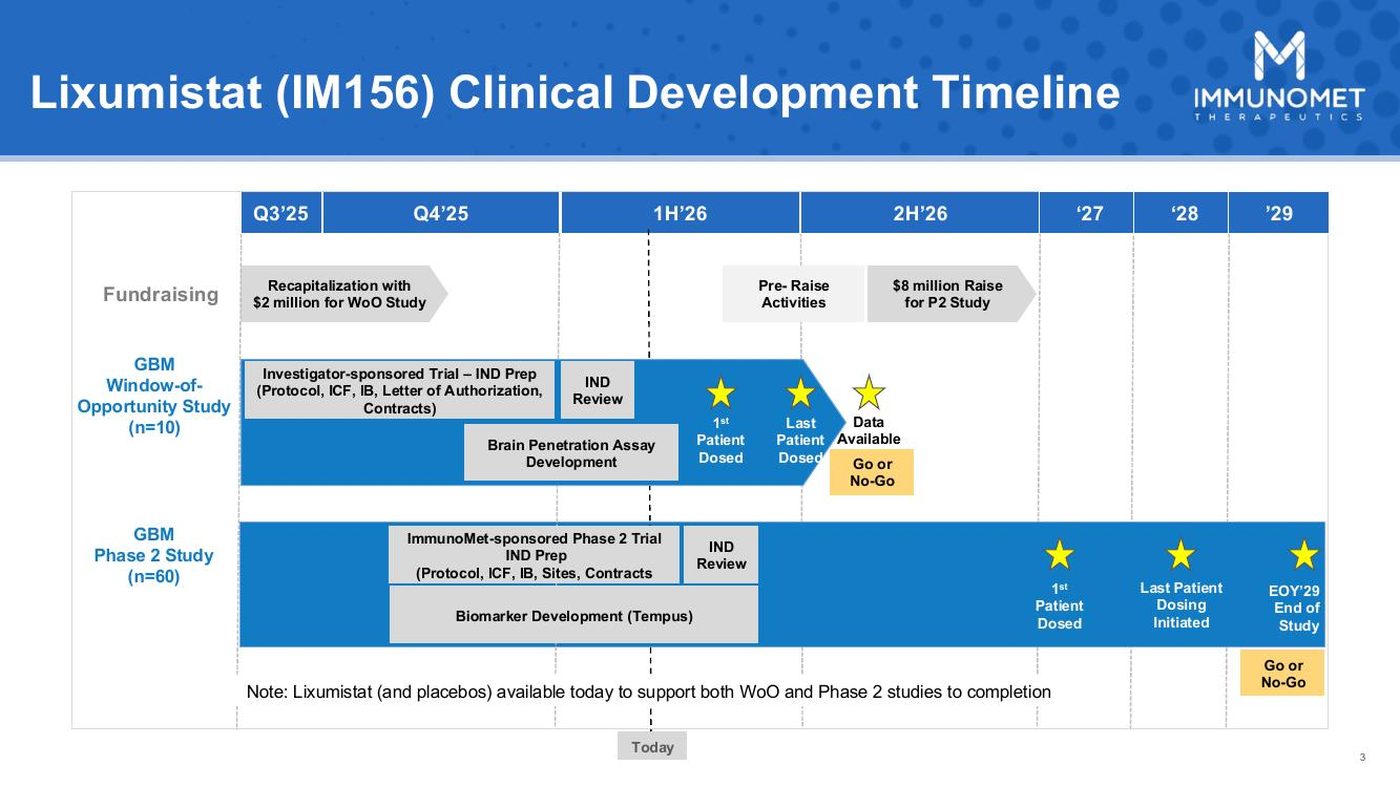 Original clinical development timeline slide, a crowded Gantt chart