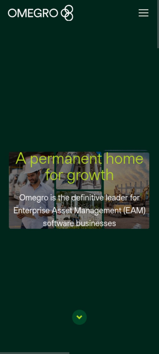 The Omegro website on a mobile phone