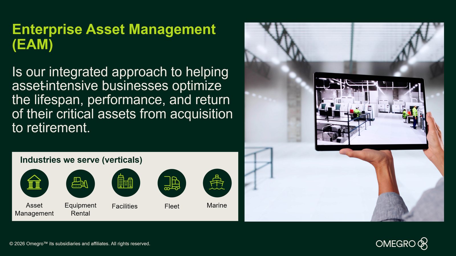 Omegro enterprise asset management slide, facilities