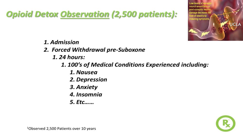 Original OCM slide, dense bullet text on opioid detox