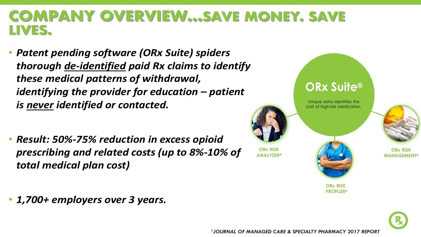 Opioid Clinical Management overview slide before the redesign