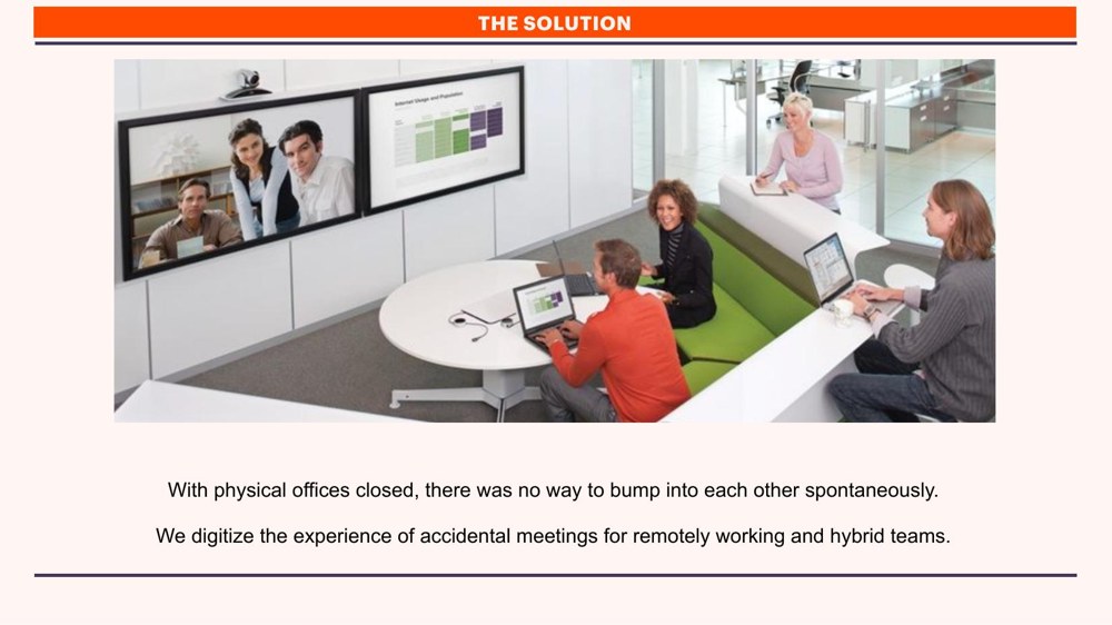 Original solution slide, plain text and a stock photo