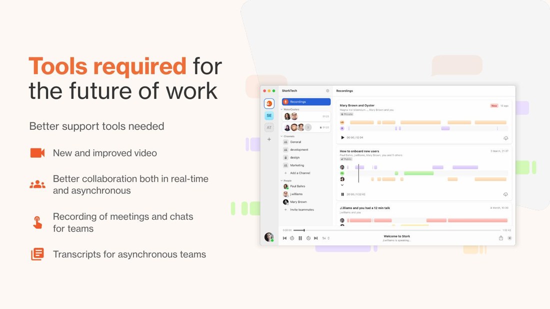 Stork slide, tools required for the future of work